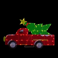 Northlight 36in Led Lighted Red Truck With Tree Christmas Yard Art