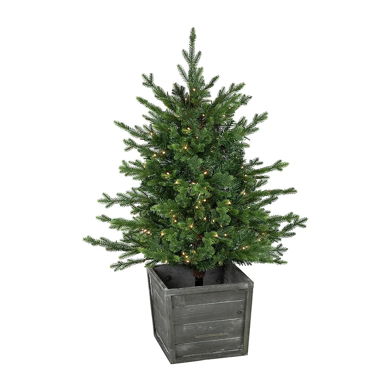 Northlight Potted Deluxe Russian Artificial Warm White Led Lights 4 Foot Pre-Lit Pine Christmas Tree