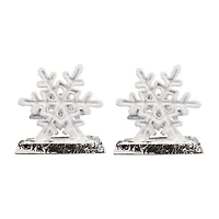 Northlight 12.5in Silver Snowflake 3-pc. Christmas Stocking Holder