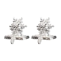 Northlight 12.5in Silver Snowflake 3-pc. Christmas Stocking Holder
