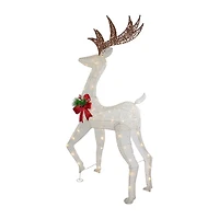 Northlight 60in Led Lighted Glitter Reindeer With Red Bow Christmas Yard Art