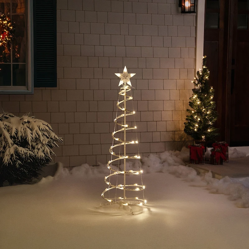 Northlight 4ft Led Lighted Spiral Cone Tree Warm White Lights Christmas Yard Art