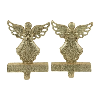 Northlight Gold Angel Glittered 5.5in 2-pc. Christmas Stocking Holder