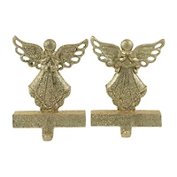 Northlight Gold Angel Glittered 5.5in 2-pc. Christmas Stocking Holder