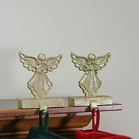 Northlight Gold Angel Glittered 5.5in 2-pc. Christmas Stocking Holder