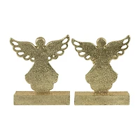Northlight Gold Angel Glittered 5.5in 2-pc. Christmas Stocking Holder