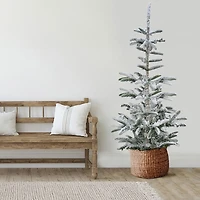 Northlight Slim Flocked Nordmann Fir 7 1/2 Foot Fir Christmas Tree