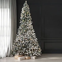 Northlight Slim Flocked Pine 9 Foot Pre-Lit Pine Christmas Tree