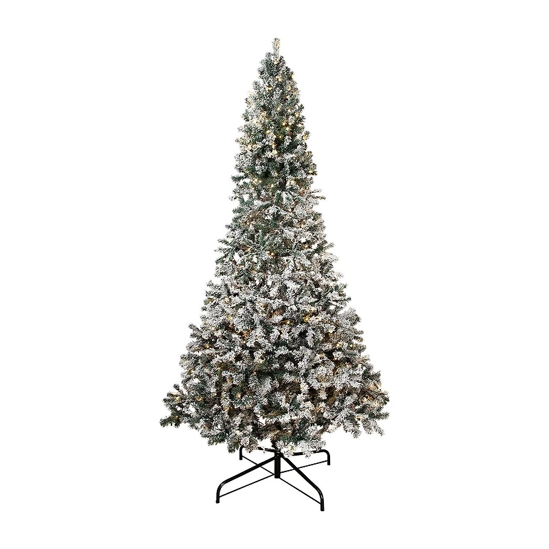 Northlight Slim Flocked Pine 9 Foot Pre-Lit Pine Christmas Tree