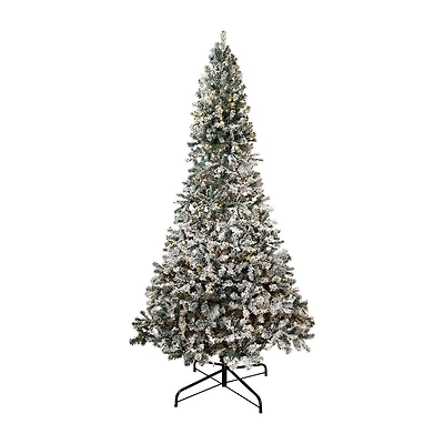 Northlight Slim Flocked Pine 9 Foot Pre-Lit Pine Christmas Tree