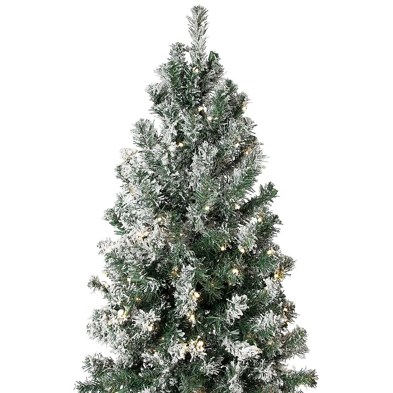Northlight Slim Flocked Pine 9 Foot Pre-Lit Pine Christmas Tree