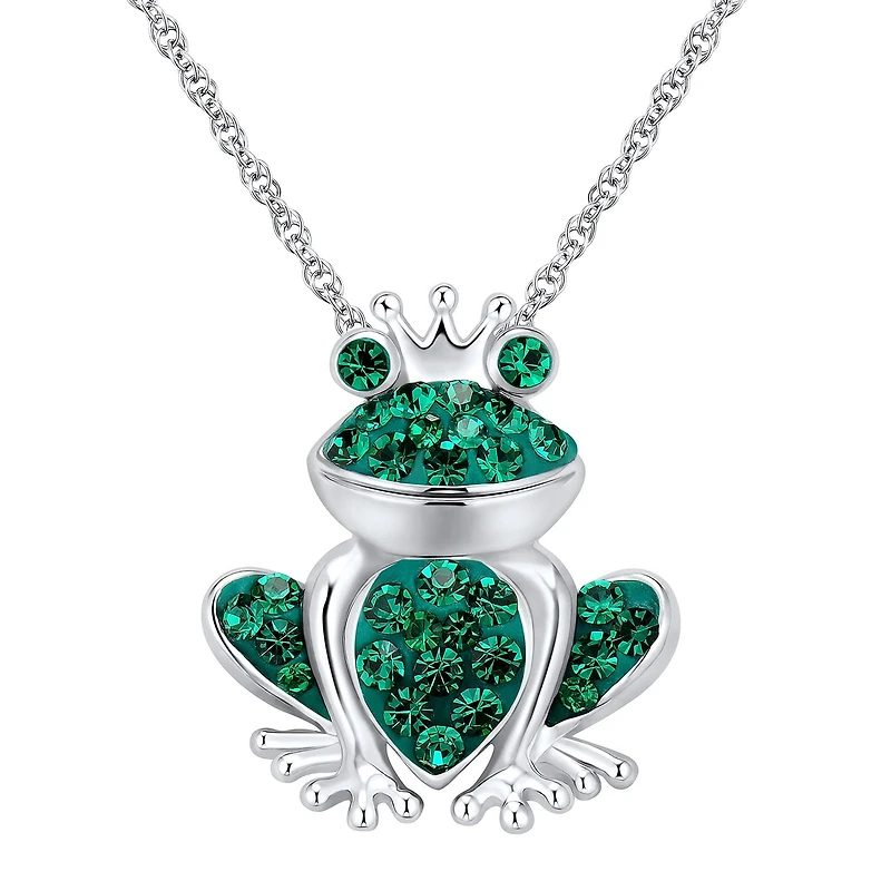 Sterling Silver Crystal Frog Pendant