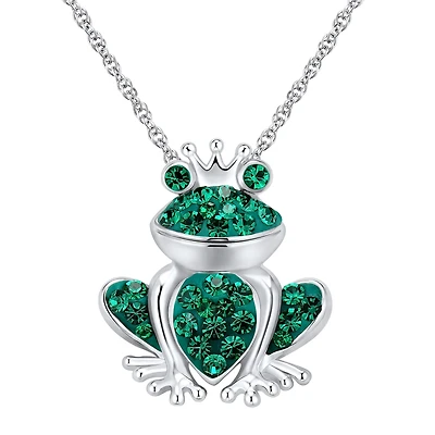 Sterling Silver Crystal Frog Pendant