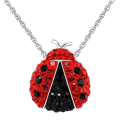 Sterling Silver Crystal Lady Bug Pendant