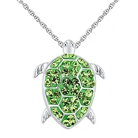 Sterling Silver Crystal Turtle Pendant Necklace