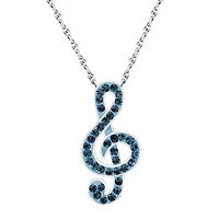 Sterling Silver Crystal Music Treble Clef Pendant