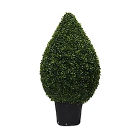 Vickerman 36" Hx20" D Boxwood Teardrop Shaped Bush in a Black Planters Pot  UV Resistant