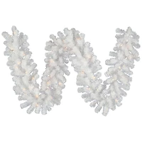 Vickerman 9' Crystal White Spruce Christmas Garland with Warm White Spruce LED Lights