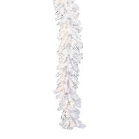 Vickerman 9' Crystal White Spruce Christmas Garland with Warm White Spruce LED Lights