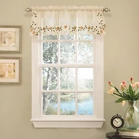 Sweet Home Collection Rosemary Linen Embroidered Rod Pocket Valance