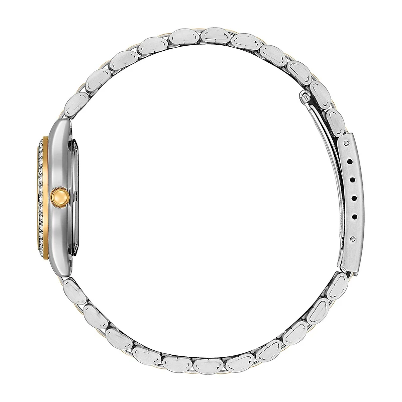 Citizen Quartz Womens Crystal Accent Two Tone Stainless Steel Bracelet Watch Eq0539-56y