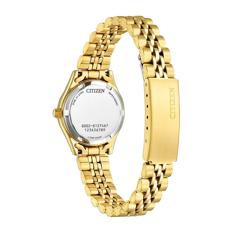 Citizen Quartz Womens Crystal Accent Gold Tone Stainless Steel Bracelet Watch Eq0532-55e
