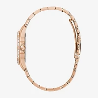 Bulova Crystal Womens Crystal Accent Rose Goldtone Stainless Steel Bracelet Watch 98l303