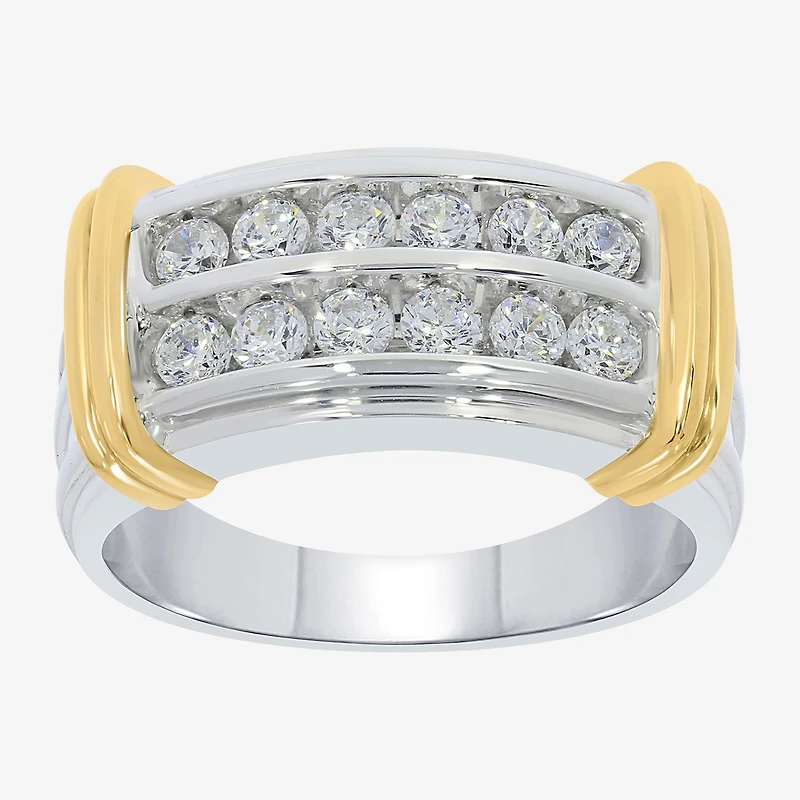 Mens 1 CT. T.W. Natural White Diamond 14K Gold Over Silver Sterling Fashion Ring