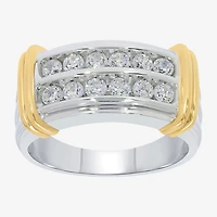 Mens 1 CT. T.W. Natural White Diamond 14K Gold Over Silver Sterling Fashion Ring