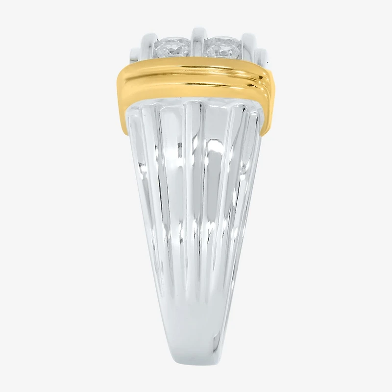 Mens 1 CT. T.W. Natural White Diamond 14K Gold Over Silver Sterling Fashion Ring