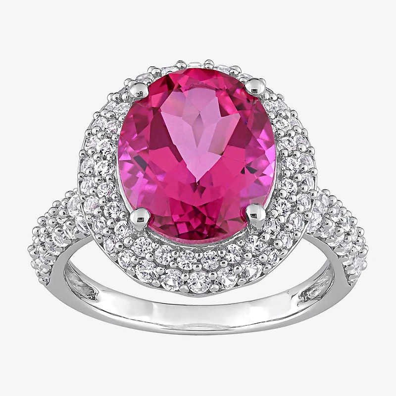 Womens Genuine Pink Topaz Sterling Silver Cocktail Ring