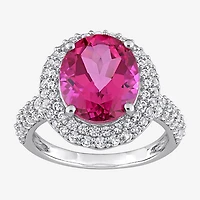 Womens Genuine Pink Topaz Sterling Silver Cocktail Ring