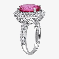 Womens Genuine Pink Topaz Sterling Silver Cocktail Ring