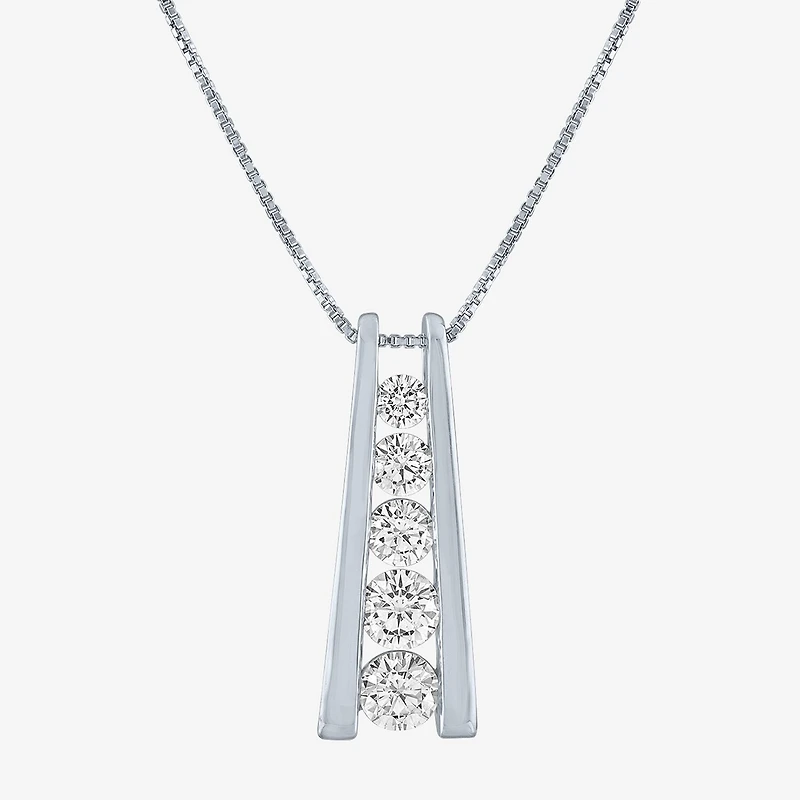 (G-H / SI2-I1) Womens 1 CT.T.W. Lab-Grown Diamond 10K White or Yellow Gold Pendant Necklace