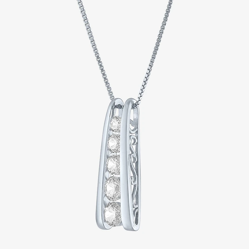 (G-H / SI2-I1) Womens 1 CT.T.W. Lab-Grown Diamond 10K White or Yellow Gold Pendant Necklace