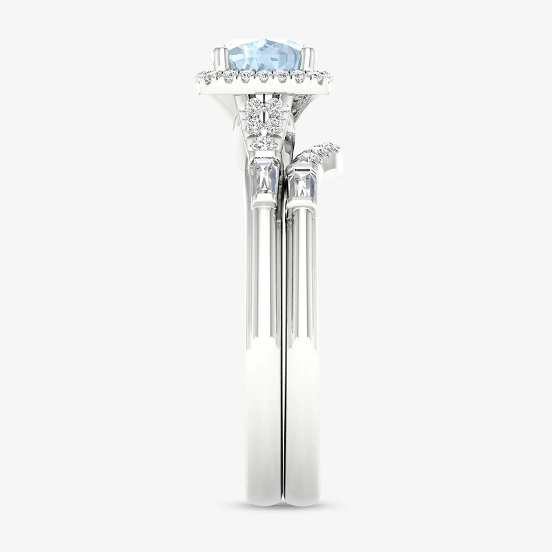 Modern Bride Gemstone Womens 1/3 CT. T.W. Genuine Blue Tanzanite 10K Gold Cushion Halo Bridal Set