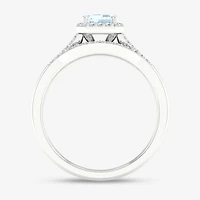 Modern Bride Gemstone Womens 1/5 CT. Genuine Blue Tanzanite 10K Gold Halo Bridal Set