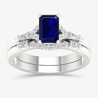 Modern Bride Gemstone Womens 1/4 CT. T.W. Genuine Green Emerald 10K Gold Bridal Set