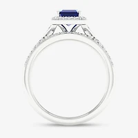 Modern Bride Gemstone Womens 1/3 CT. T.W. Genuine Blue Sapphire 10K Gold Halo Bridal Set