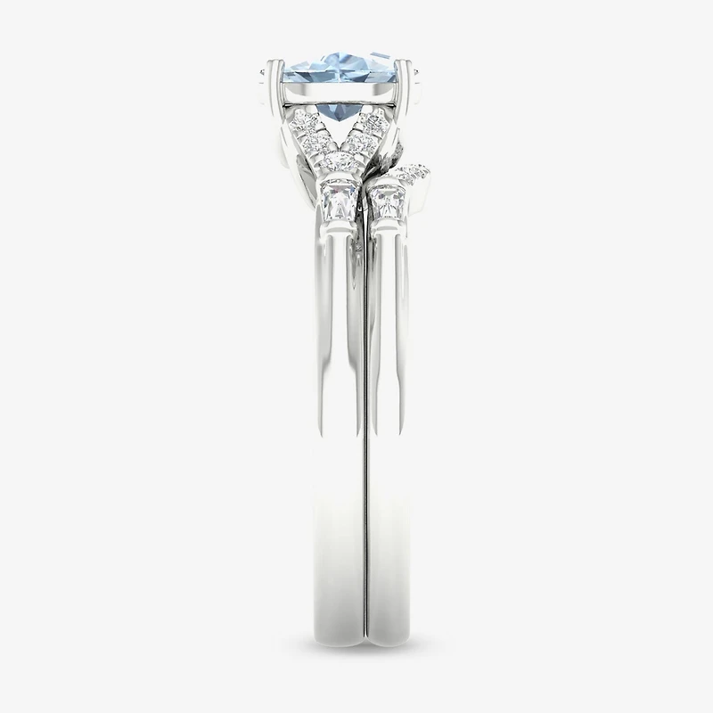 Modern Bride Gemstone and 1/ CT. T.W. Diamond Oval Bridal Set 14K Gold