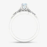 Modern Bride Gemstone and 1/ CT. T.W. Diamond Oval Bridal Set 14K Gold