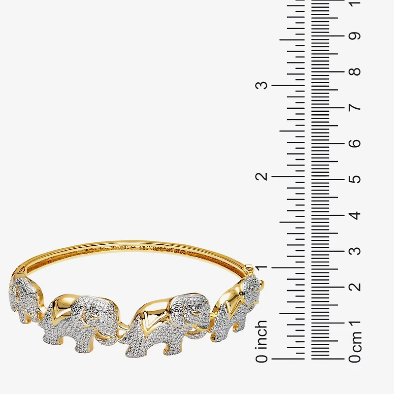 Diamond-Accent Elephant Hinged Bangle Bracelet