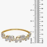 Diamond-Accent Elephant Hinged Bangle Bracelet
