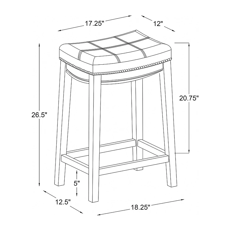 Linon Lakeland Upholstered Backless Counter Stool