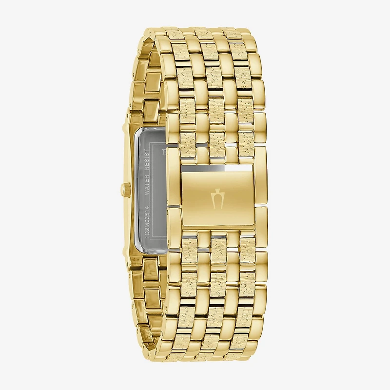 Bulova Diamond Mens Gold Tone Bracelet Watch 97f52