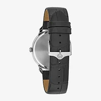 Bulova Classic Mens Black Leather Strap Watch 96a133