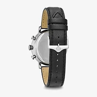 Bulova Mens Chronograph Black Leather Strap Watch 96b262