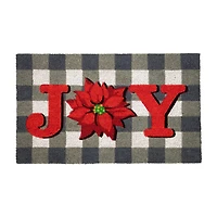 Northlight Poinsettia Coir Indoor Rectangular Doormat