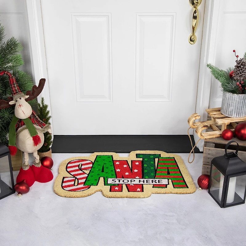Northlight Santa Stop Here Indoor Rectangular Doormat