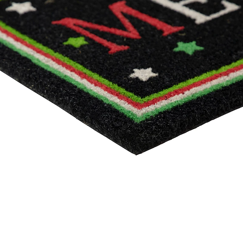 Northlight Black Coir Merry Indoor Rectangular Doormat
